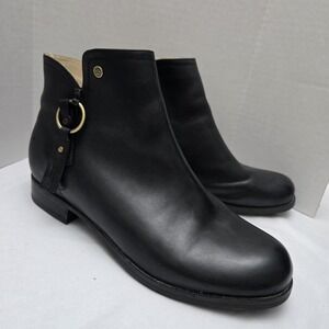 Spenco Orthotic Abbey Ankle Boots Size 9.5 D Black Leather Side Zip City Classic